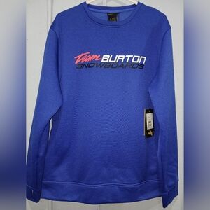 New BURTON SNOWBOARDS mens LARGE royal blue crew sweatshirt.